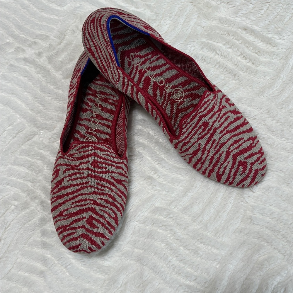 Rothy’s The Flat Red Zebra Print Knit Flats Women’s Size 9 EUC Washable - Picture 5 of 11